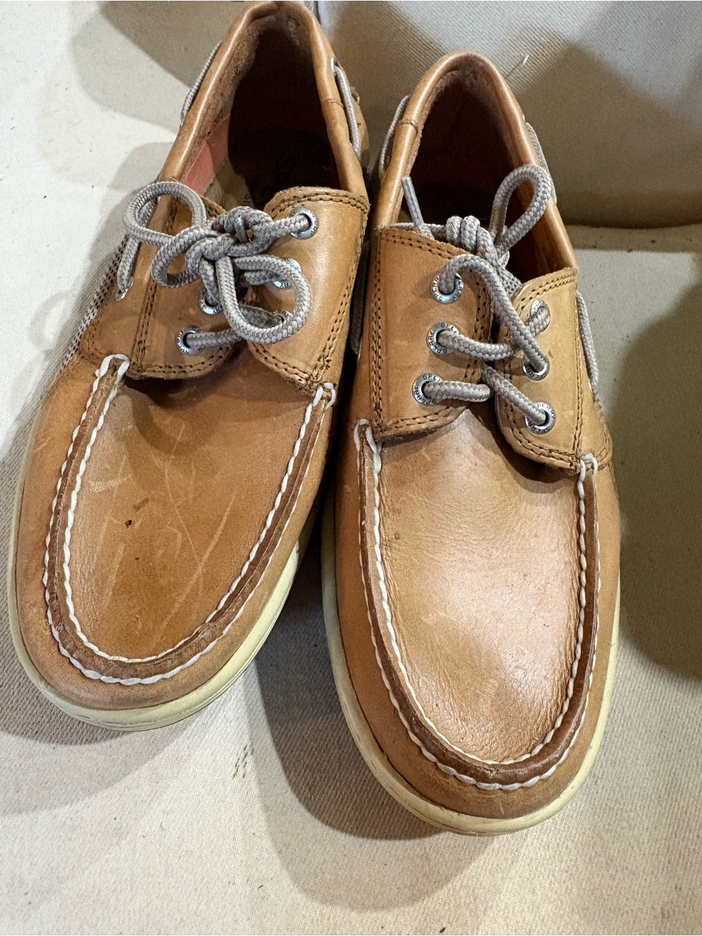 Sperry Brown Leather 2-Eye Boat Shoes with Cream Soles